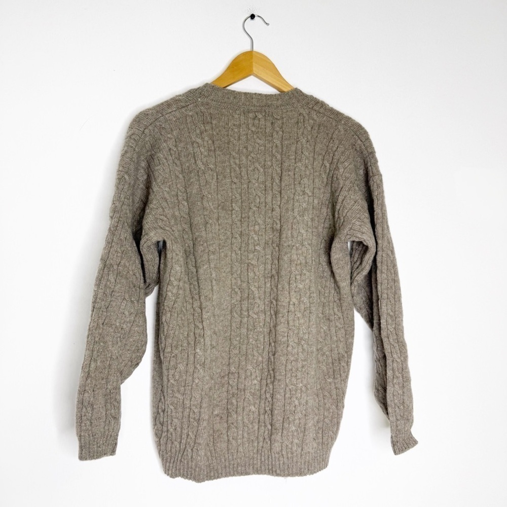 Talbots Vintage 100% Wool Sweater – Brown Cable Knit, V-Neck Size Medium - Picture 4 of 7